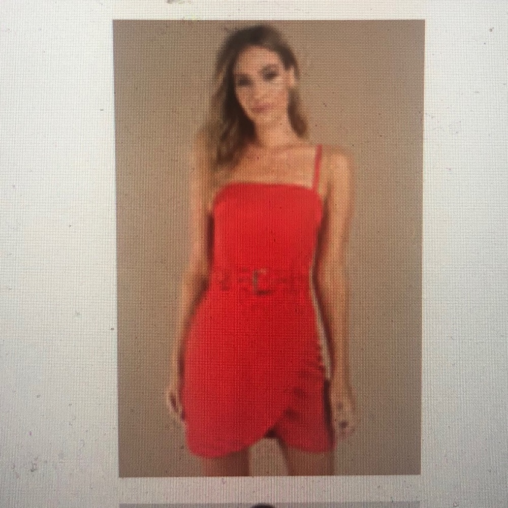 Tobi Red Belted Shift Dress